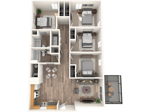 Bull Run four bedroom two bathroom floorplan